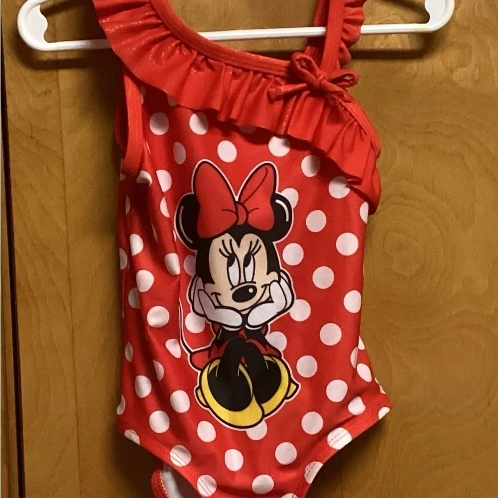 SIZE 2T MINNIE MOUSE BATHING SUIT & COVER UP IN EXCELLENT CONDITION GENTLY WORN